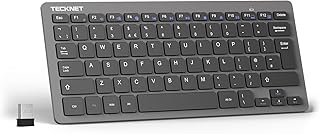 TeckNet 2.4G Wireless Keyboard For Windows/Chrome OS, UK Layout Compact Mini Keyboard, Small Silent Whisper-Quiet Keyboard with 12 months Battery Life (Grey)