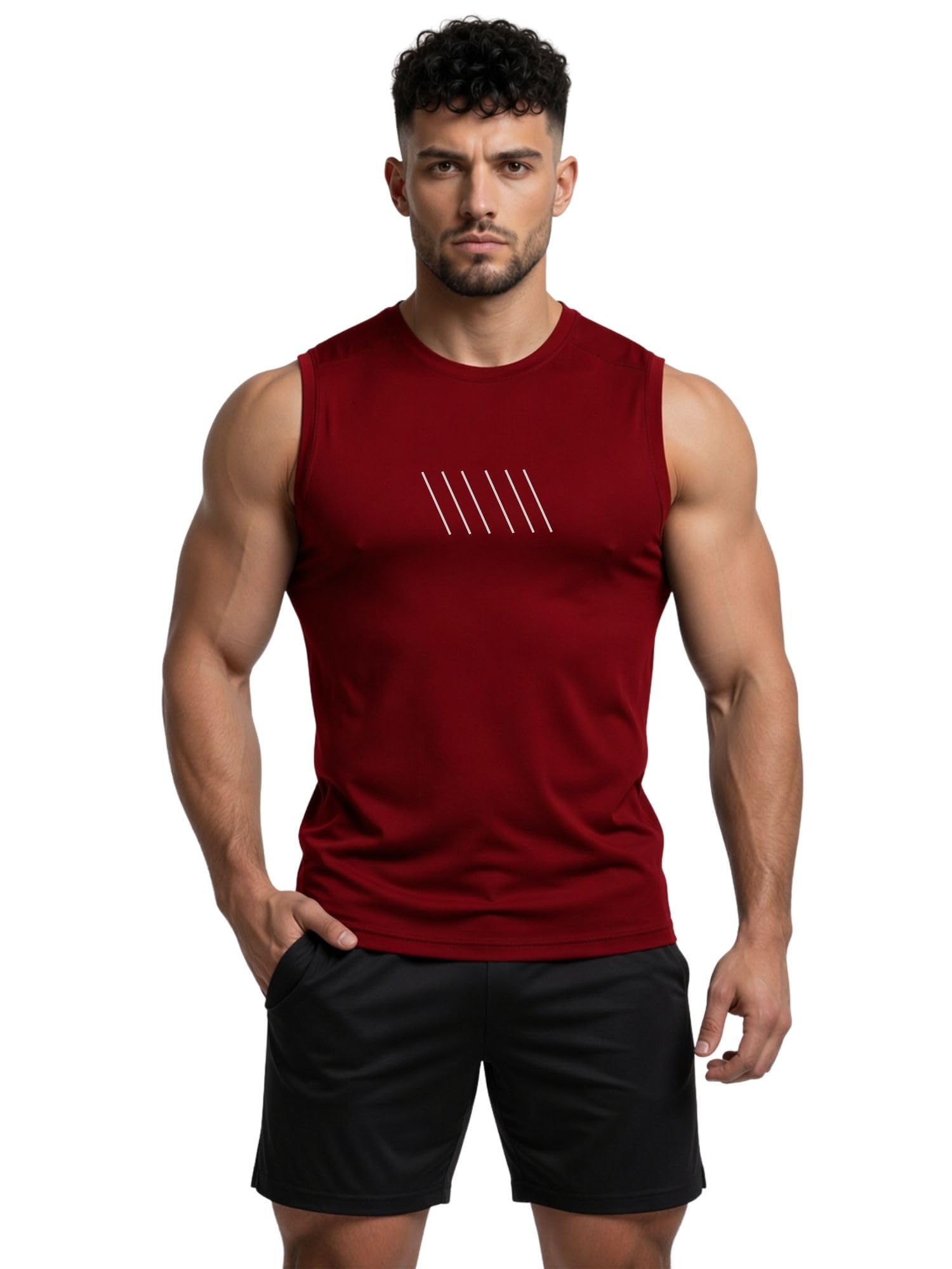 Men’s Sleeveless Gym Vest – Quick Dry Athletic Workout Tank Top, Stretch Fit Bodybuilding Training T-Shirt for Gym, Running & Sports-CCUT Dominate-image-39