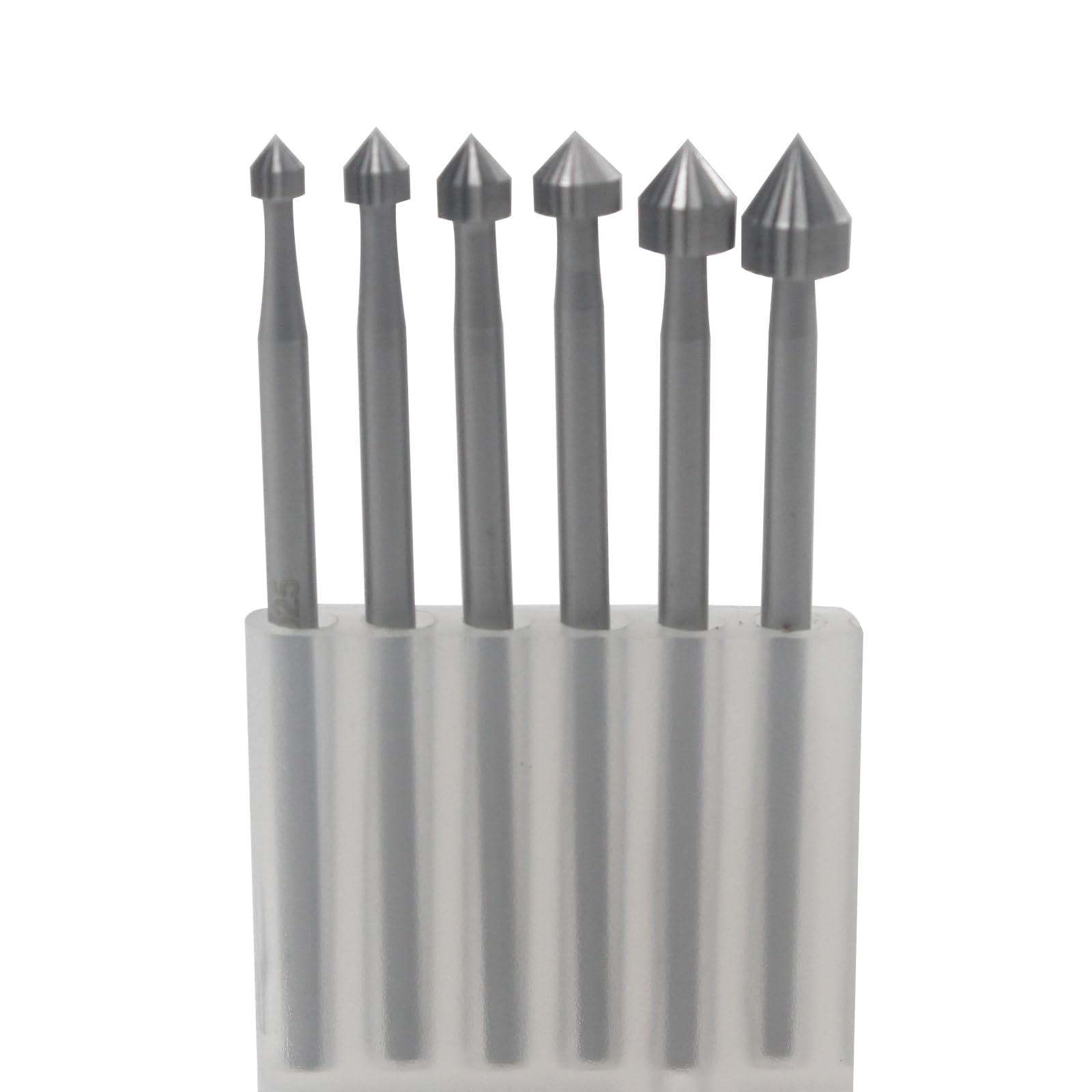 Luo Ke Stone Setting Burr 2.5Mm - 5Mm Stone Setting Burs - 3/32'' Shank Cylinder -Cone Shape Jewelry Making Burr Jewelry Engraving Bits For Lapidary (Pack Of 6)