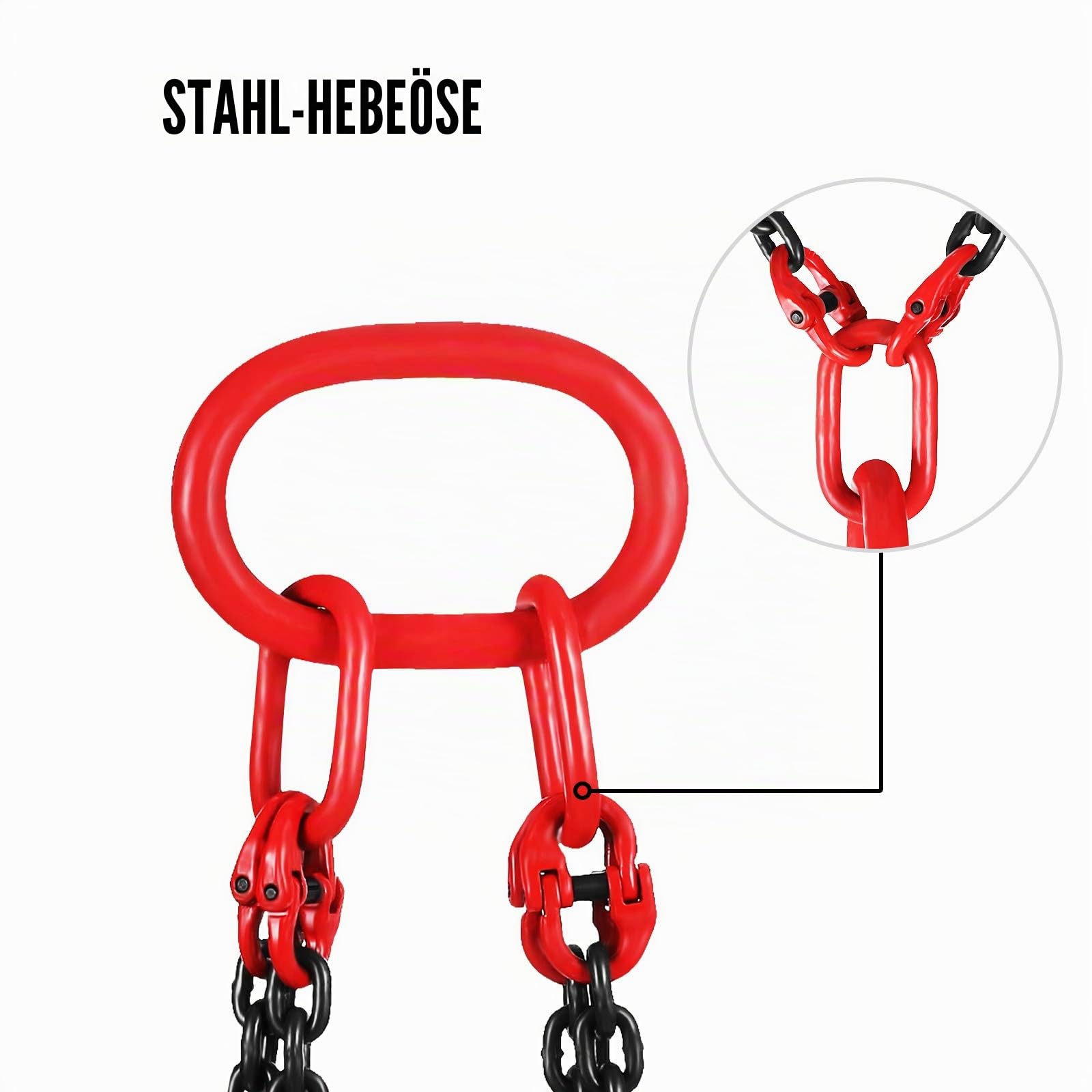 Happybuy 152 cm Kettenschlinge 5/16 Zoll x 5 Fuß Motorhebekette G80 legierter Stahl Motor Kettenzug Hebt 3 Tonnen mit 4 Beingreifhaken und Einsteller 1.5M 4 Strang 5FT