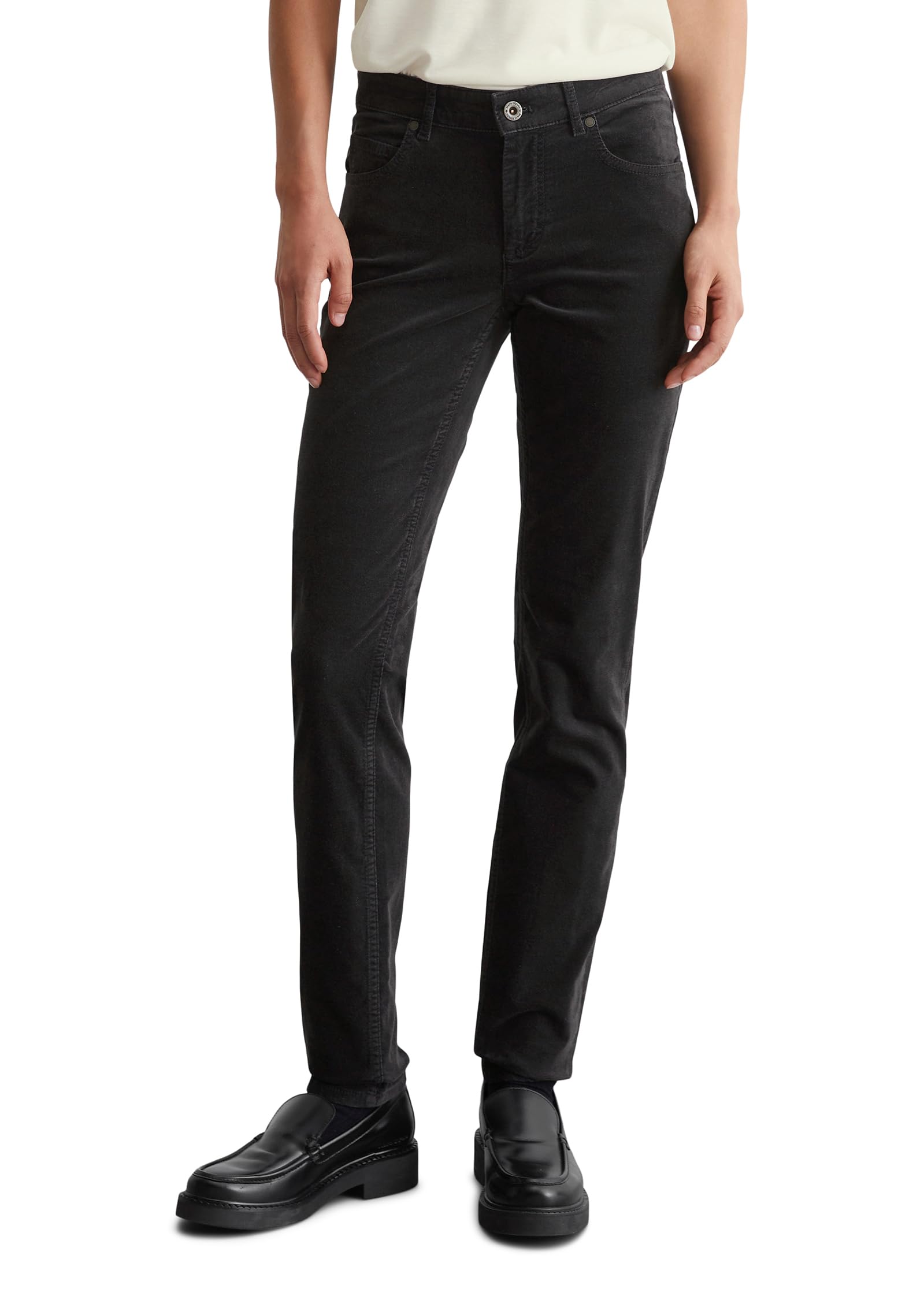 Marc OPolo Women's Velvet Trousers with Stretch Content, Slim Fit