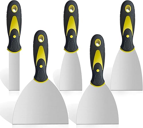 Paquete de 5 espátulas de masilla, juego de cuchillos de masilla de 1, 2, 3, 4, 5 pulgadas, raspador de cuchillos de masilla de acero inoxidable,