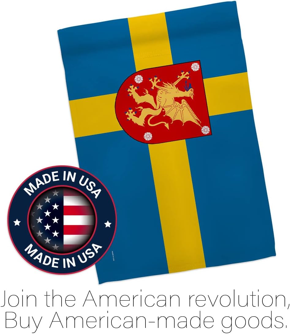 Provinces of Sweden Östergötland Garden Flag - Regional Territory Old History Northern Europe Country Particular Area - House Decoration Banner Small Yard Gift Double-Sided Made in USA 13 X 18.5