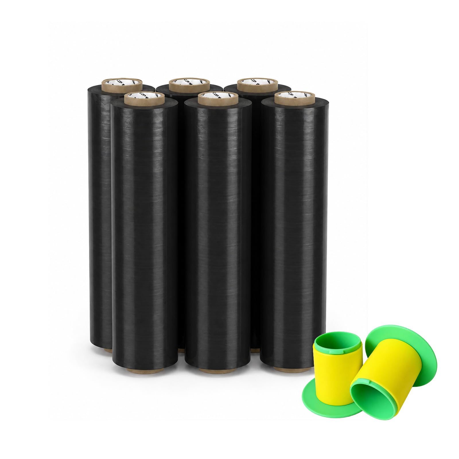 Lot de 6 Films Étirables Noirs 50 cm x 300 m, 17 Microns, 2,65 kg – Film Palette Opaque et Résistant pour Emballage, Protection Colis et Logistique
