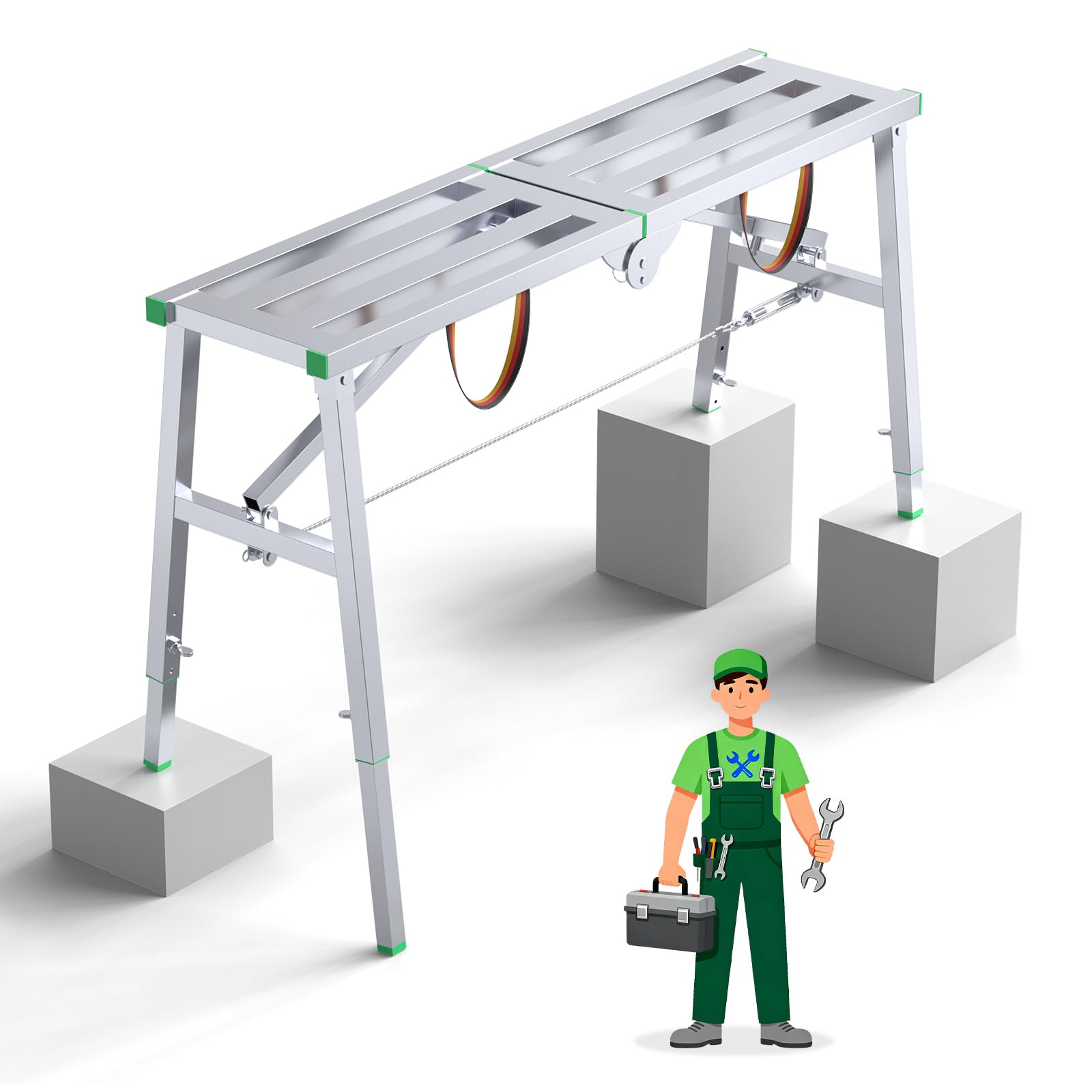 Aluminiowa platforma robocza z regulacją wysokości, składana platforma robocza do domu i warsztatu, garażu i na plac budowy, do 180 kg (120 cm)