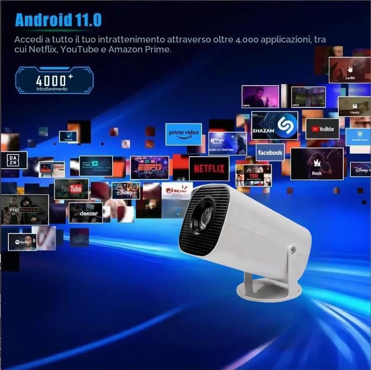 OBEST Mini Proiettore Portatile 4K 1080P HDR con WIFI 6 e BT5.2,Videoproiettore ruotabile di 180°,Piccolo Proiettore Home Theatre con Correzione Trapezio Automatica Compatibile con TV Stick/Windows
