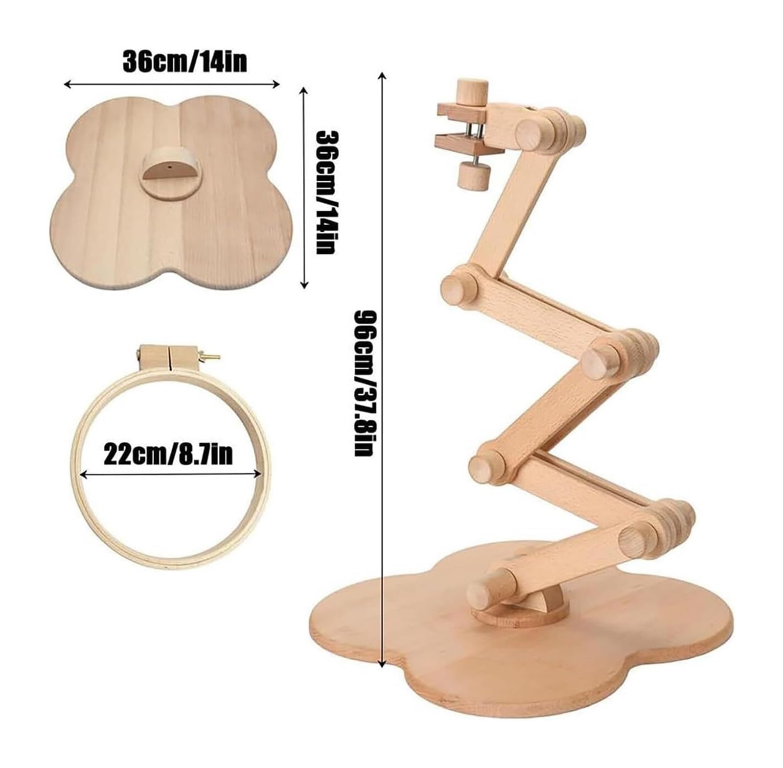 Stickständer, Klappbarer Stickrahmen, Einziehbarer Kreuzstichständer, Verstellbarer Stickrahmenständer aus Holz, Stickrahmen und Ständer
