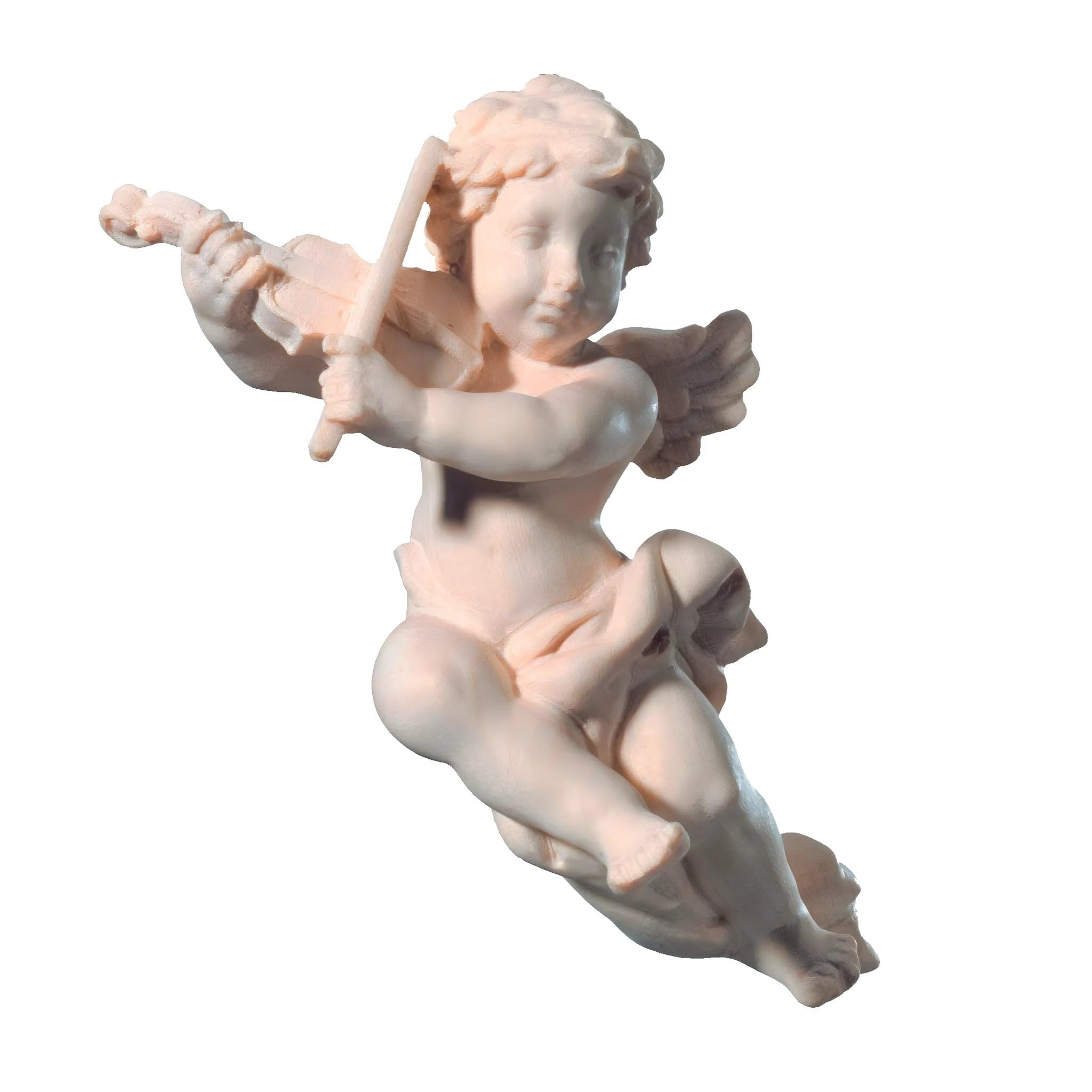 Ángel volador con violín de madera 8 cm | Madera pintada a mano en Val Gardena | Artículo religioso
