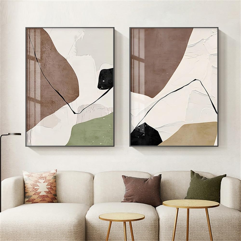 WUHBCZ Art Decor,Abstract Color Blocks Art Canvas Posters Paintings Nordic Black Line Wall Pictures Prints for Living Office Bedroom Hotel Room Decoration-30 * 50cm*2PCS (No Frame)