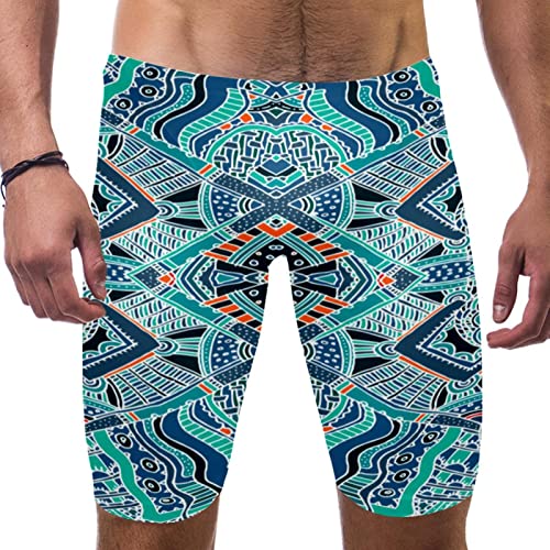 Bañador de natación para hombre con estampado de mandala indio y secado rápido