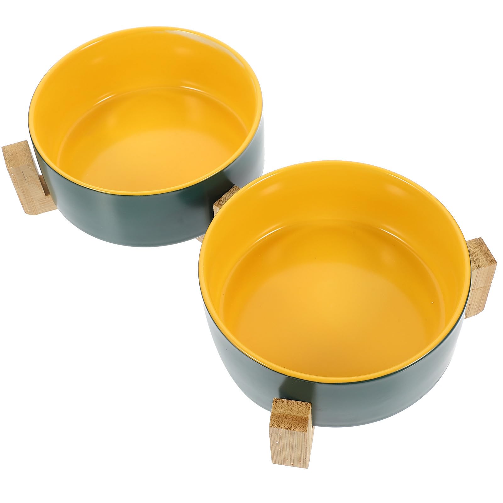 Gamelle et en Bois Anti-Renversement Facile Nettoyer à en pour Double Céramique avec Support Chat Toute Occasion et Chatons