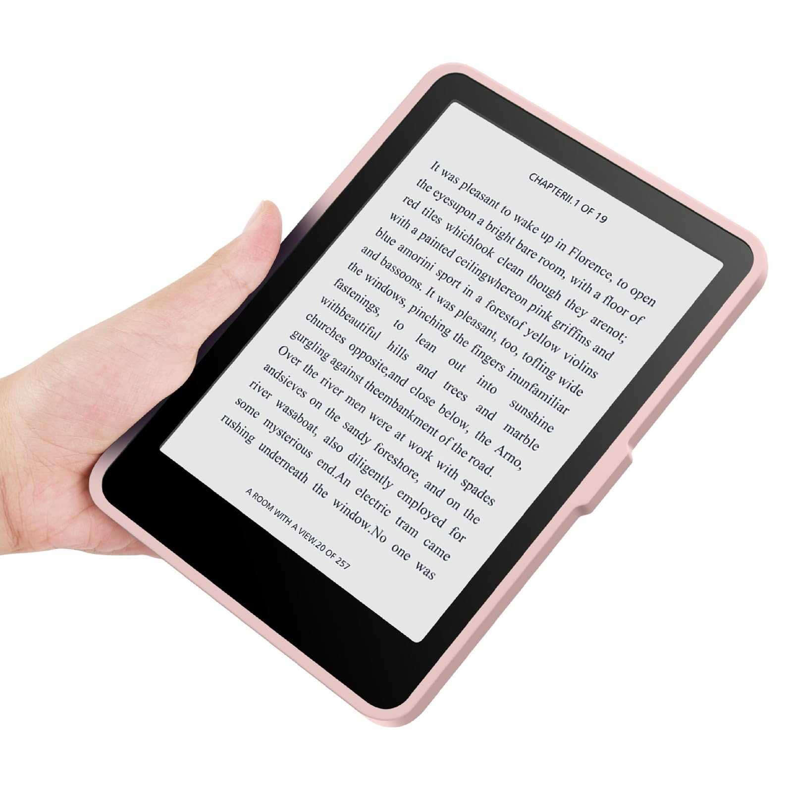 GIOPUEY Cover Compatibile con Kobo Clara Colour/Clara BW/Clara 2E, Flip Pelle + PC TPU Trasparente Guscio Rigido Posteriore - Pink