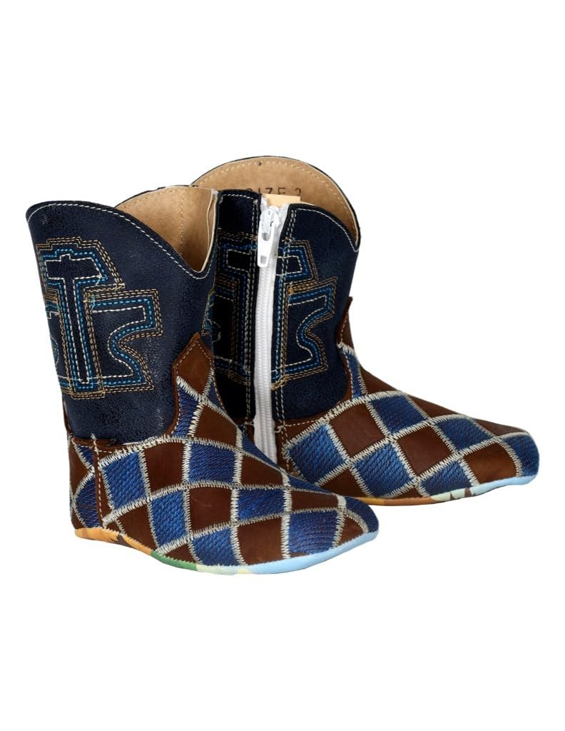 Tin Haul Baby Boys' Rodeo Blue Western Boot Broad Square Toe - 14-016-0007-1713 BR 2 D