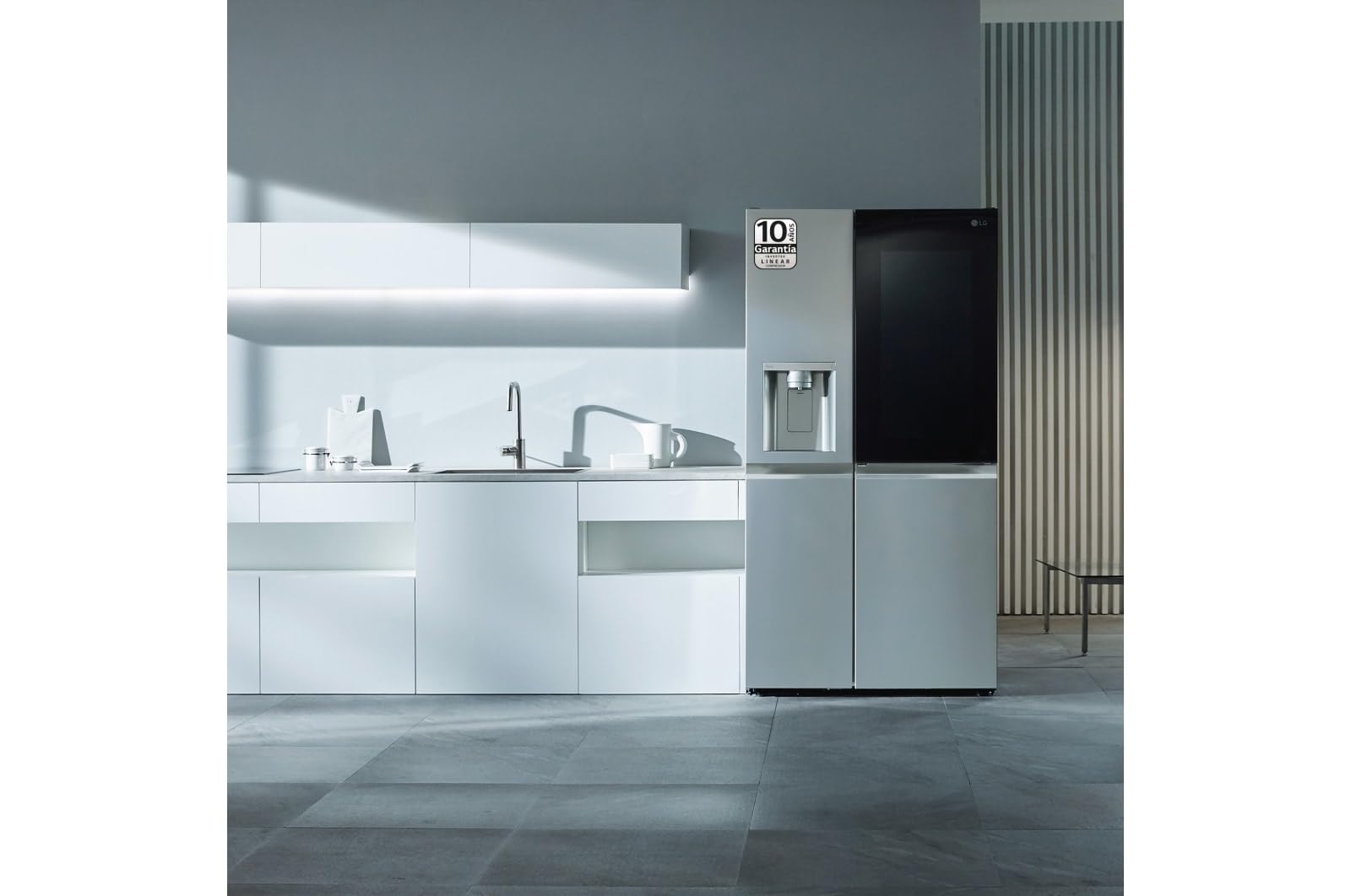 LG GSXV90MBAE - Frigorífico Americano No Frost Instaview, de 635 litros, Frigorífico Función Linear Cooling y Compresor Smart Inverter, Color Gris Inox Acero Texturizado Antihuellas
