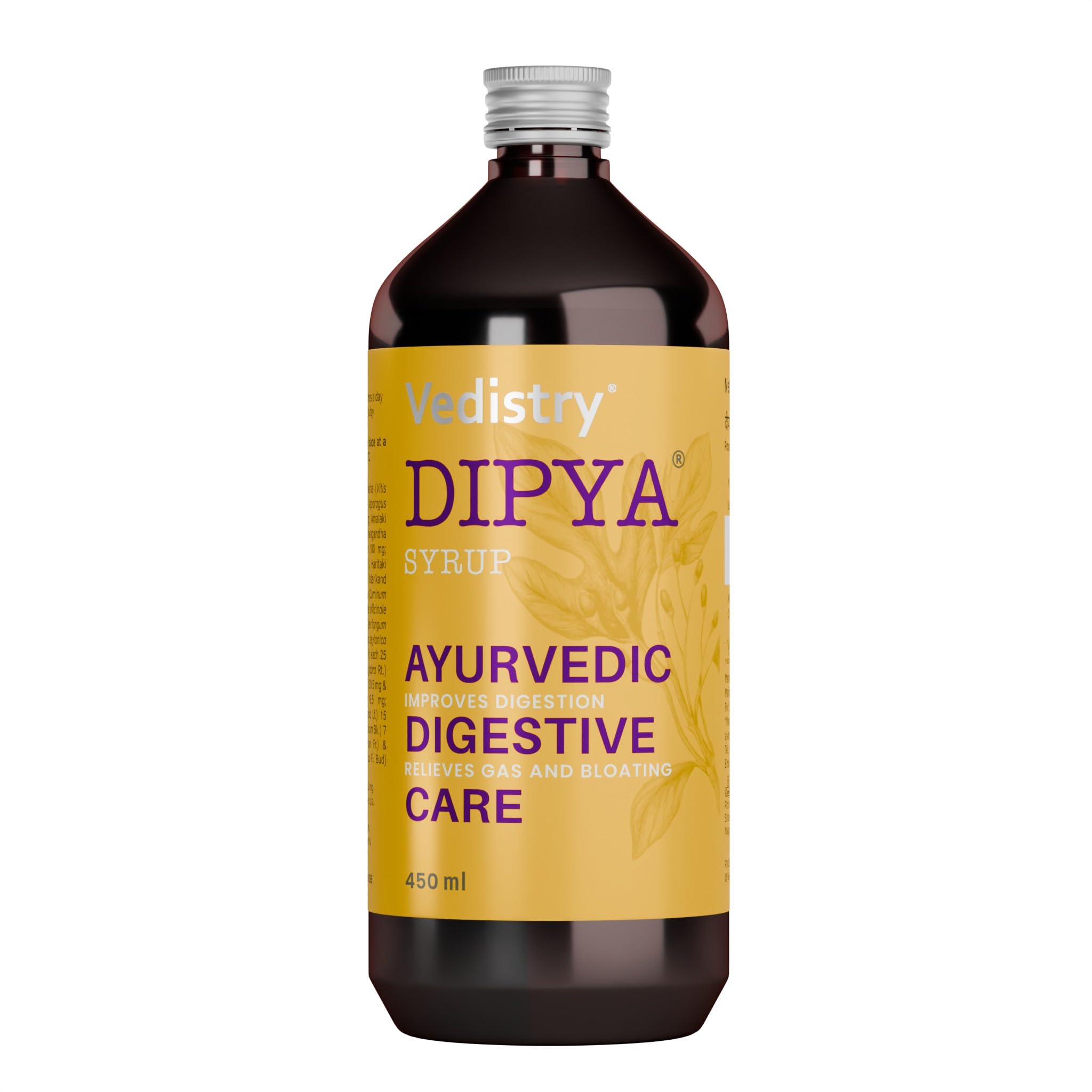 Dipya Ayurvedic Digestive Syrup | Ayurvedic Digestive support for Indigestion, Gas, Bloating & Post-Meal Heaviness | Clinically Proven to give 100% relief in 4 weeks - 450 ml (Pack of 1)