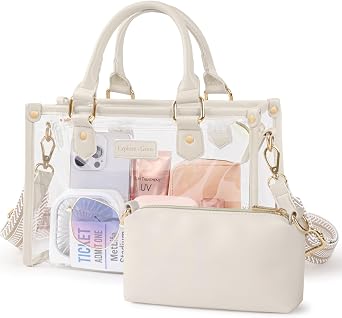 PACKISM Clear Tote Bags for Women - Clear Bag for Stadium Events with Privacy Inner Bag for Sport Events Concerts Festivals