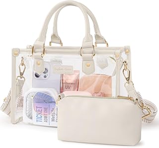 Clear Tote Bags for Women 11x5x7 - Clear Bag for Stadium Events with Inner Bag, Perfect for Sport Events Concert Work