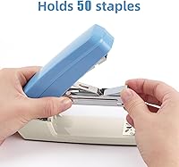 Vista 5 de Deli/EZWORK - Engrapadora giratoria con brazo oscilante, capacidad para 25 hojas, engrapadoras de escritorio con rotación de 360 grados con 1000 Azul