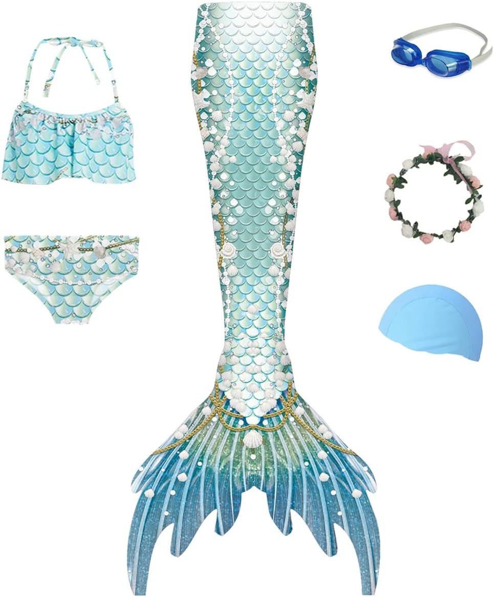 Gesikai016PCS Set Swimsuit Girls Mermaid Tails for Swimming Bathing Suit Swimwear Swimsuit Bikini Set Mermaid Costume