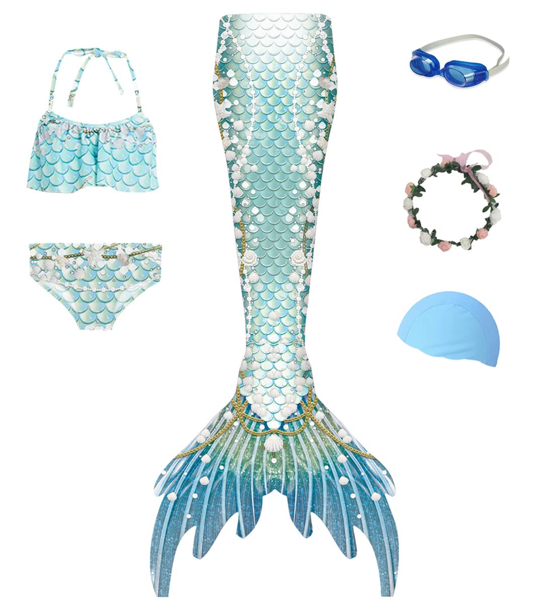 Gesikai016PCS Set Swimsuit Girls Mermaid Tails for Swimming Bathing Suit Swimwear Swimsuit Bikini Set Mermaid Costume