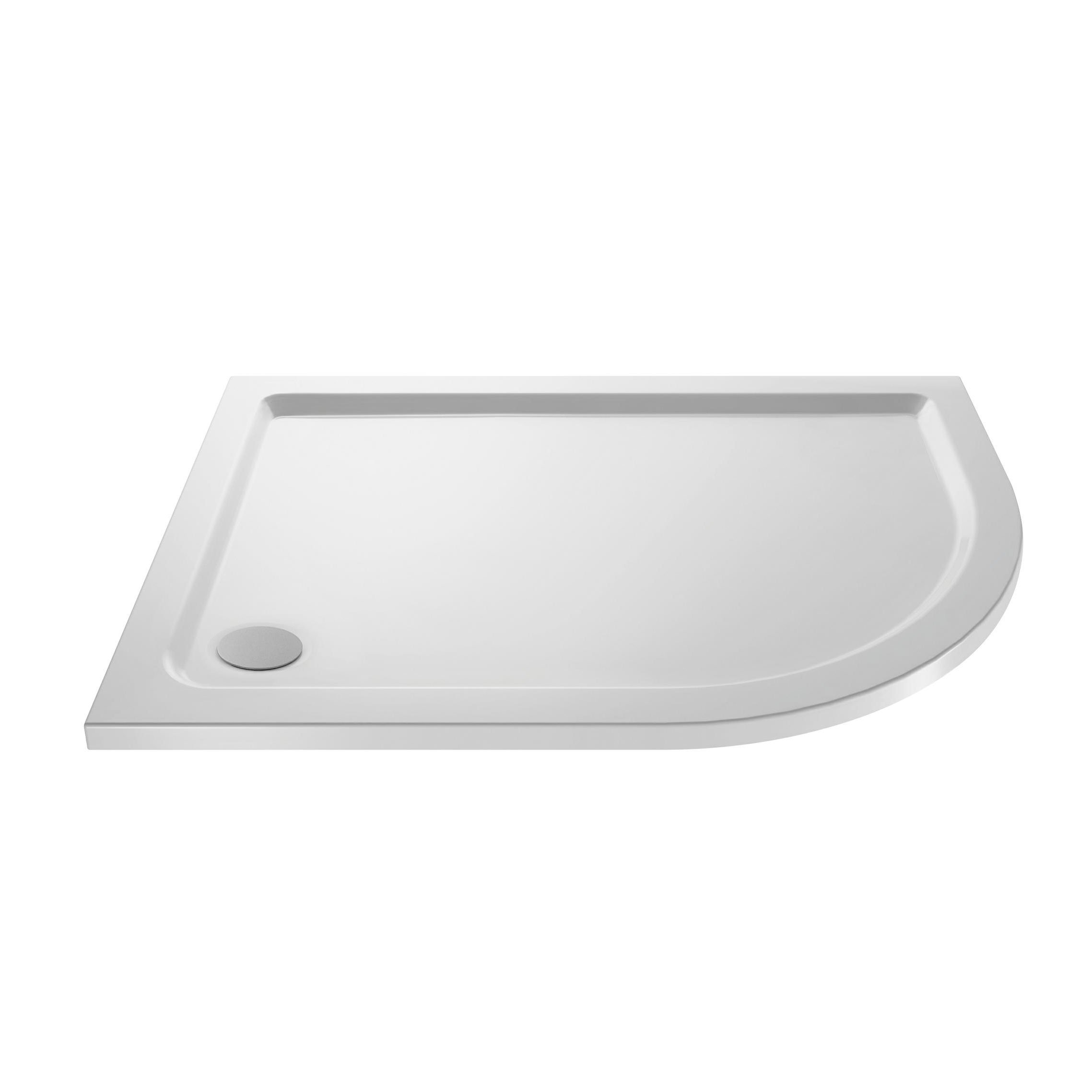 Veebath White Offset Quadrant Shower Tray 1000X800mm, Stone Resin Tray For Shower Enclosure, Glass Door Bathroom- Right Hand,