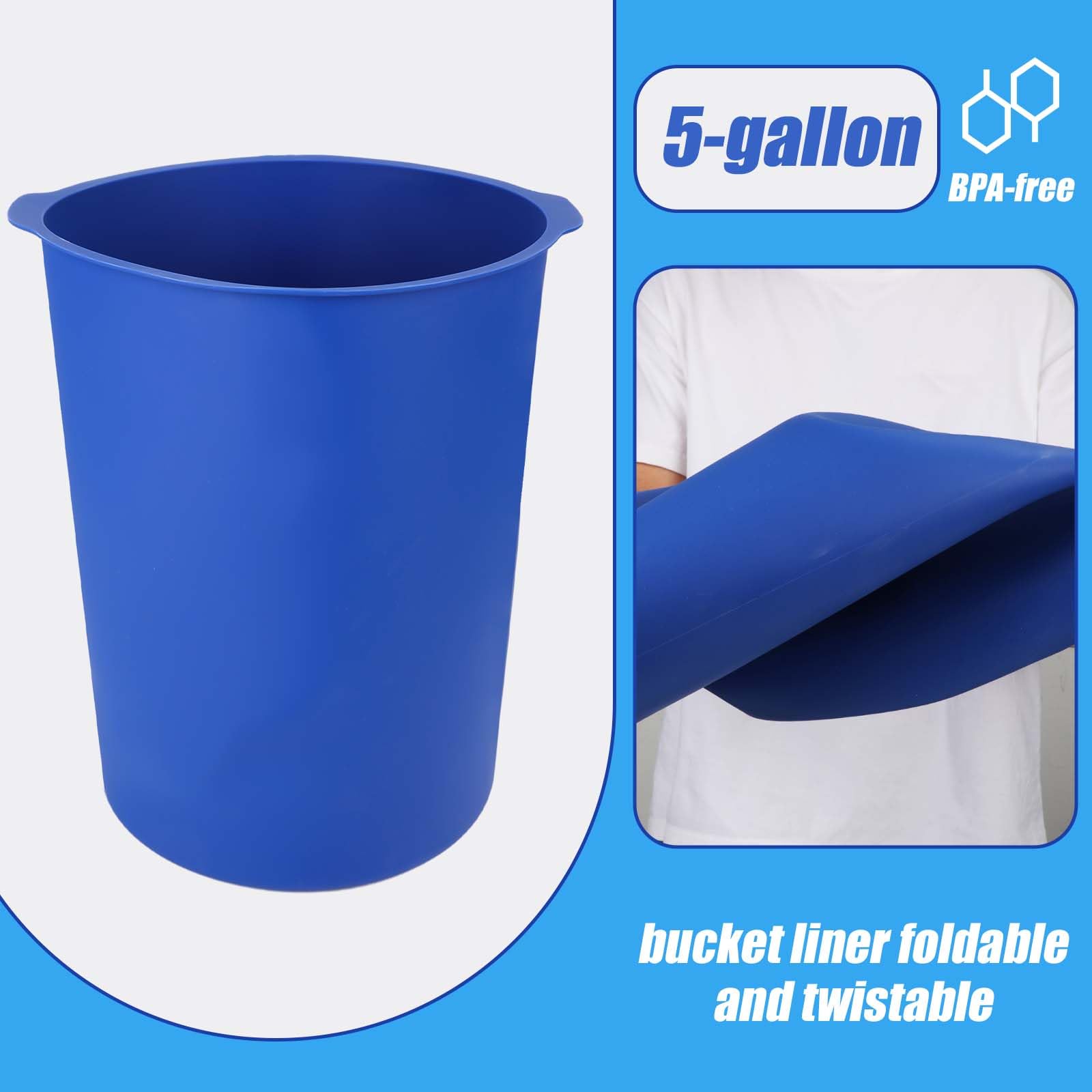 Revêtement de Seau de 5 Gallons, Revêtements de Seau en Silicone Réutilisables avec Échelle de Mesure sur la Paroi Intérieure Bucket Liner pour Les mélanges Fins de Mortier et de Béton