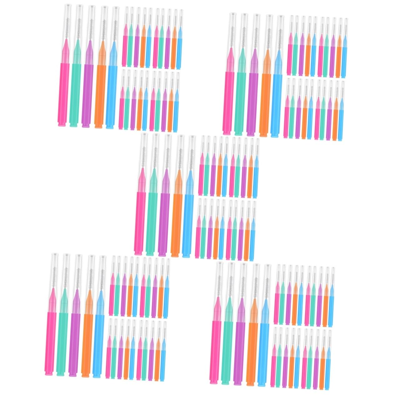 MUCKLILY 5sets Interdental Brush Toothpicks Brush Braces Toothbrush Cleaner Tooth Flossing Head Alternative Brushes Interdental Toothpicks Oral Care Picks Brush Picks Stainless Steel 50pcs*5