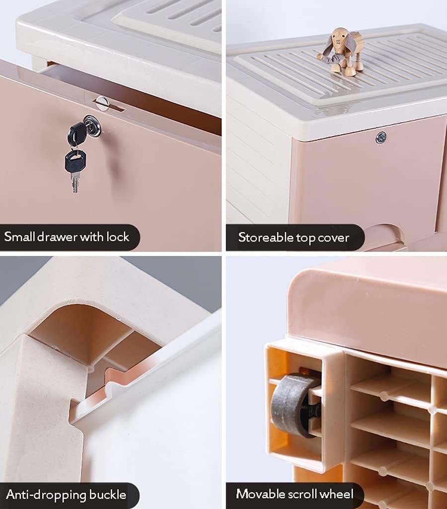 Garde-robe pour enfants : bacs de rangement en plastique rouge rose à 5 couches avec casiers respectueux de l'environnement et durables