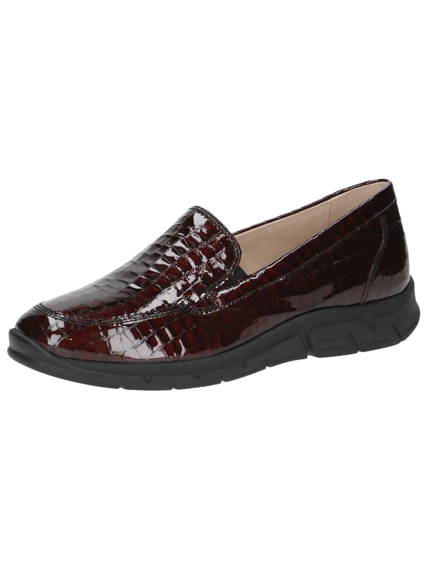CAPRICE Women's Leather Loafers Elegant, Red (Bord. Croco), 6 UK