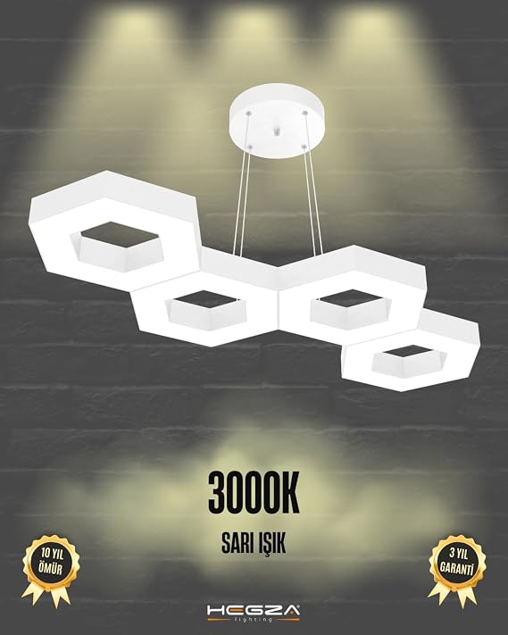 Hegza Lighting CATENA Ayarlanabilir Sarkıt LEDli Modern Beyaz Led Avize (3000K (Sarı Işık)) [Enerji Sınıfı A]