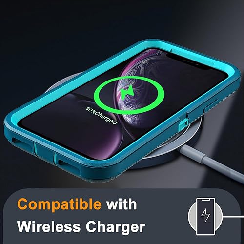 Miniatura 5 de Funda para iPhone XR con 2 protectores de pantalla de vidrio templado, grado militar 3 en 1, resistente a prueba de golpes, a prueba de caídas,