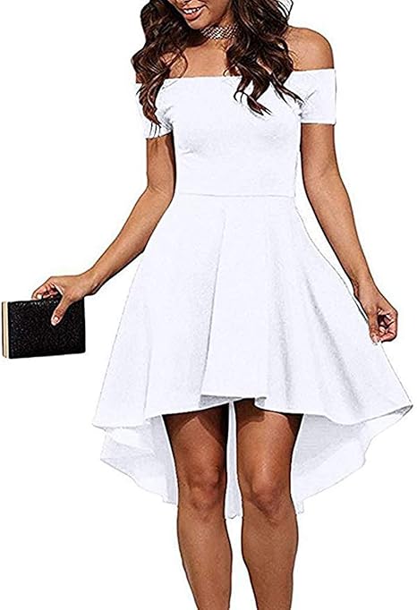 off the shoulder high low dress