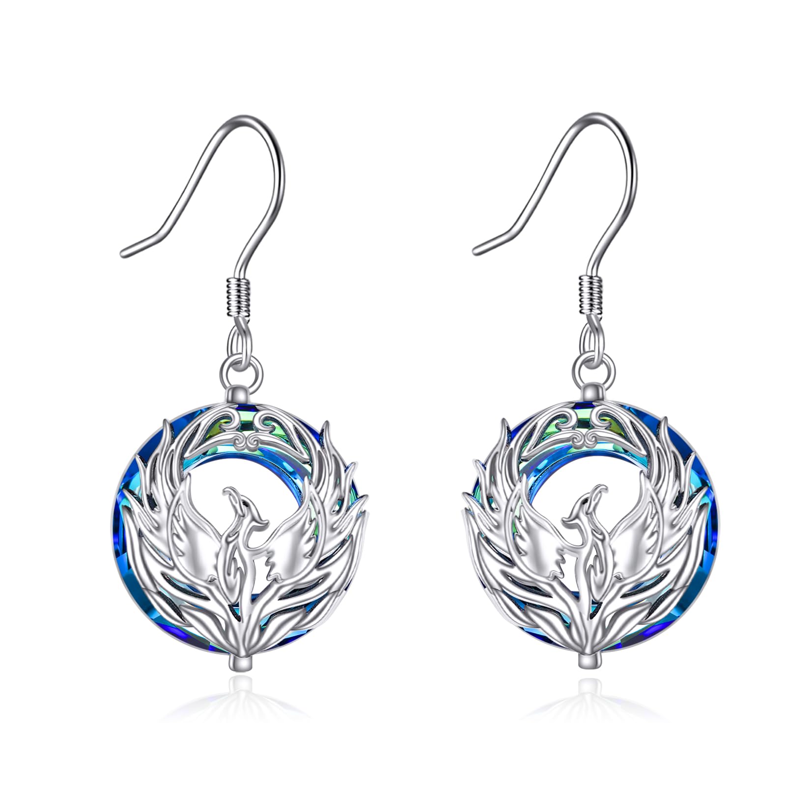 AXELUNA Phoenix Earrings Sterling Silver Blue Crystal Phoenix Jewelry Birthday Gifts for Women Mother
