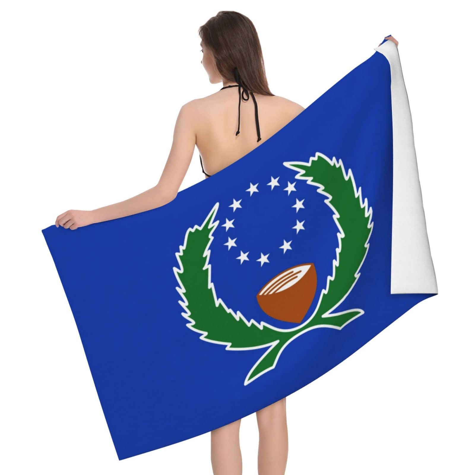 Lsjuee Flag of Pohnpei Microfiber Bath Towel Absorb Water Quick Dry Bath Towel, for Beach, Swimming Pool, Camping