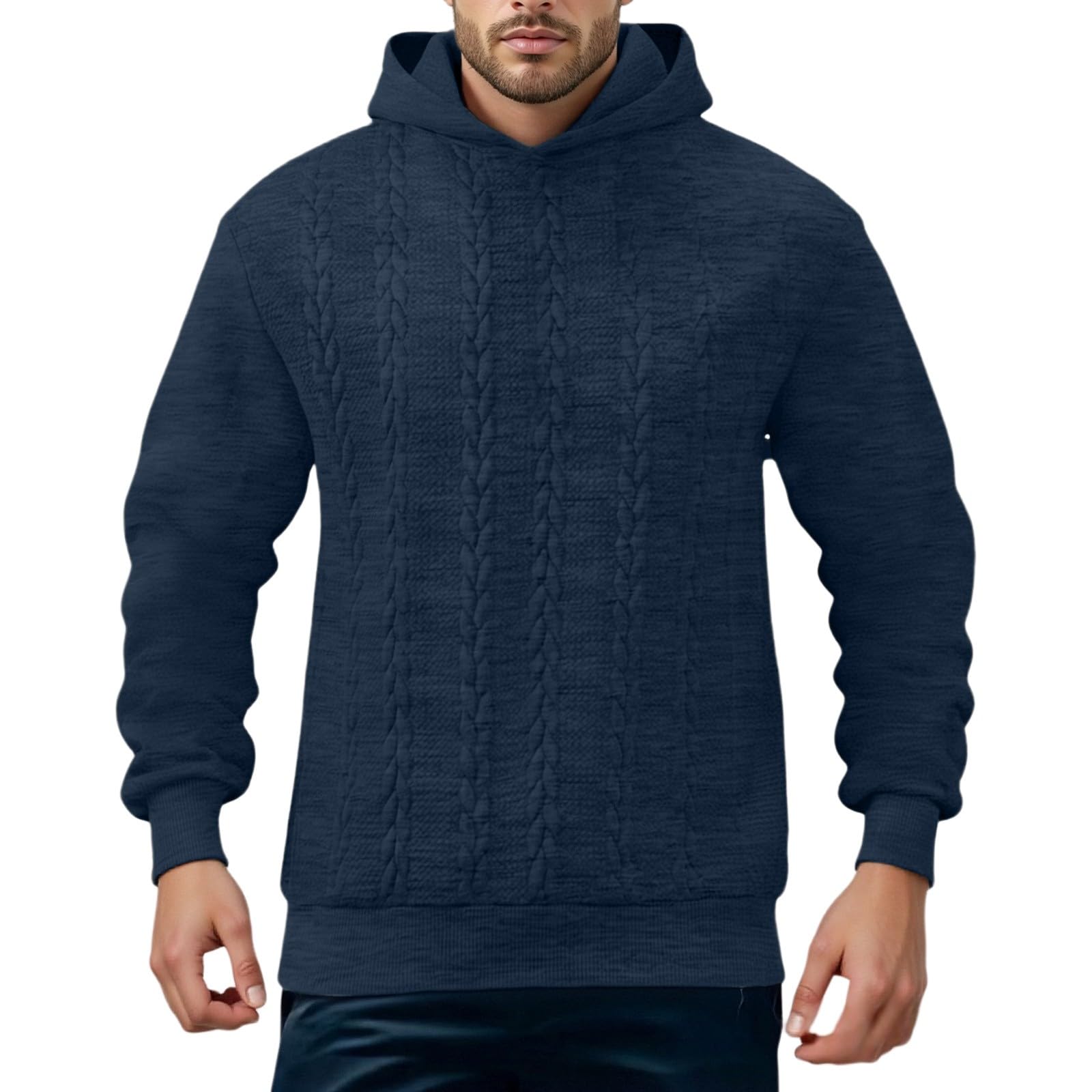 Ropa Anti UV Hombre Sudadera con Capucha De Color Liso para Hombre, Punto, Camisas Casuales Manga Larga, Suéter Invierno Exteriores, Sudaderas 2026 Camisola Navidad Moto Protecciones