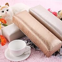 Vista 4 de Reposabrazos de uñas para uñas acrílicas, almohada de descanso de manos para arte de uñas, cojín de esponja suave de cuero a rayas, soporte