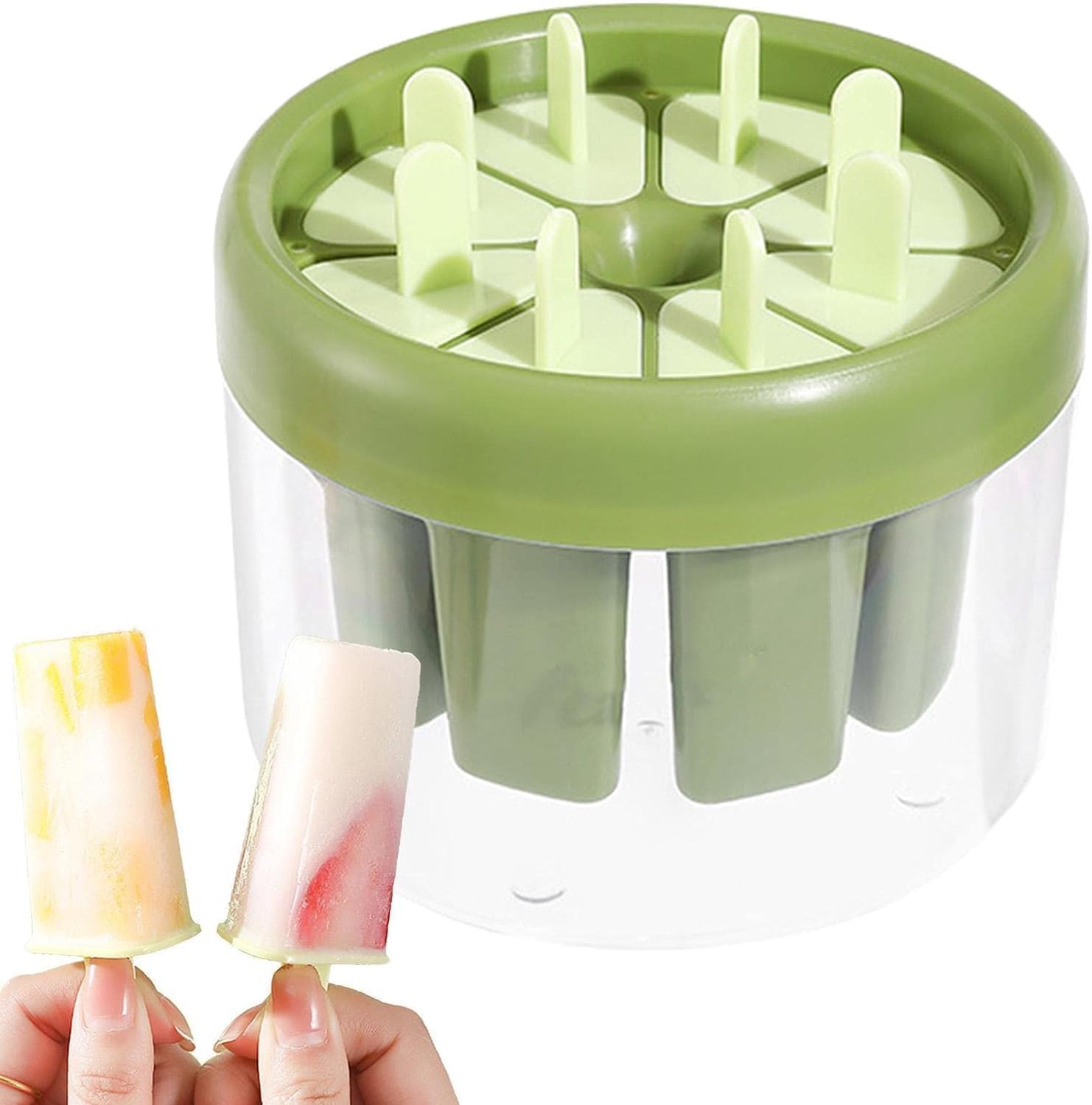 Plastic Round Ice Cream Candy Mold for Kids, Reusable DIY Ice Pop Mould for Homemade, Upgrade Ice Cream Mold for Kids with Stick and Ice Box for Yogurt, Fruit, Juice, Dirfuny Chocolate.