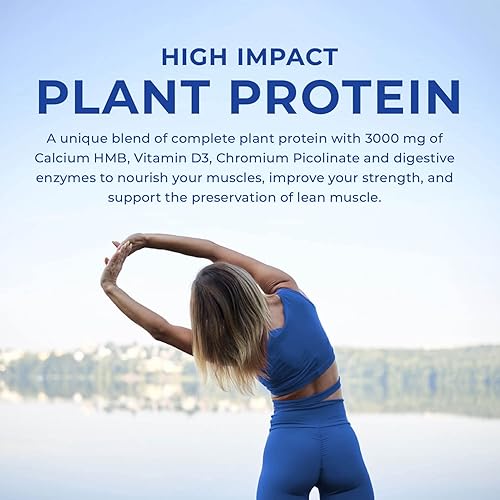 Miniatura 3 de POWERLIFE Proteína vegetal en polvo de alto impacto con 3000 mg de HMB a base de plantas sin azúcar añadido vegano vainilla  suplemento de