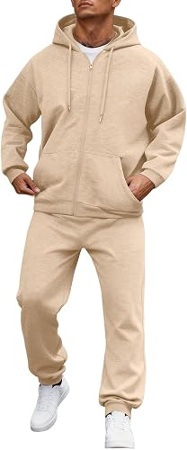 GQN Sweat Suits Men Tracksuits 2 Piece Sets Jogging Athletic Tracksuits Fleece L