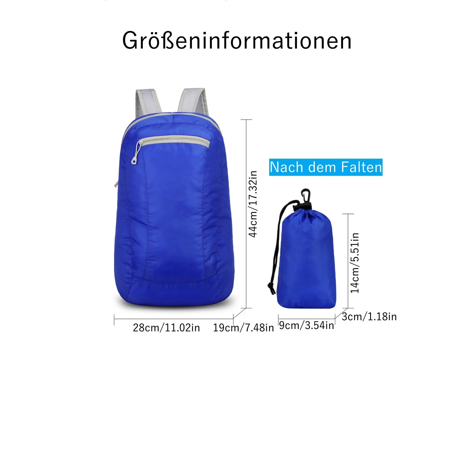 2 Faltbarer Ultraleichte Wasserdicht Rucksack,Wanderrucksack Reiserucksack Tagesrucksack Packbare Outdoor Rucksack für Herren Damen Camping Trekking Outdoor - 3