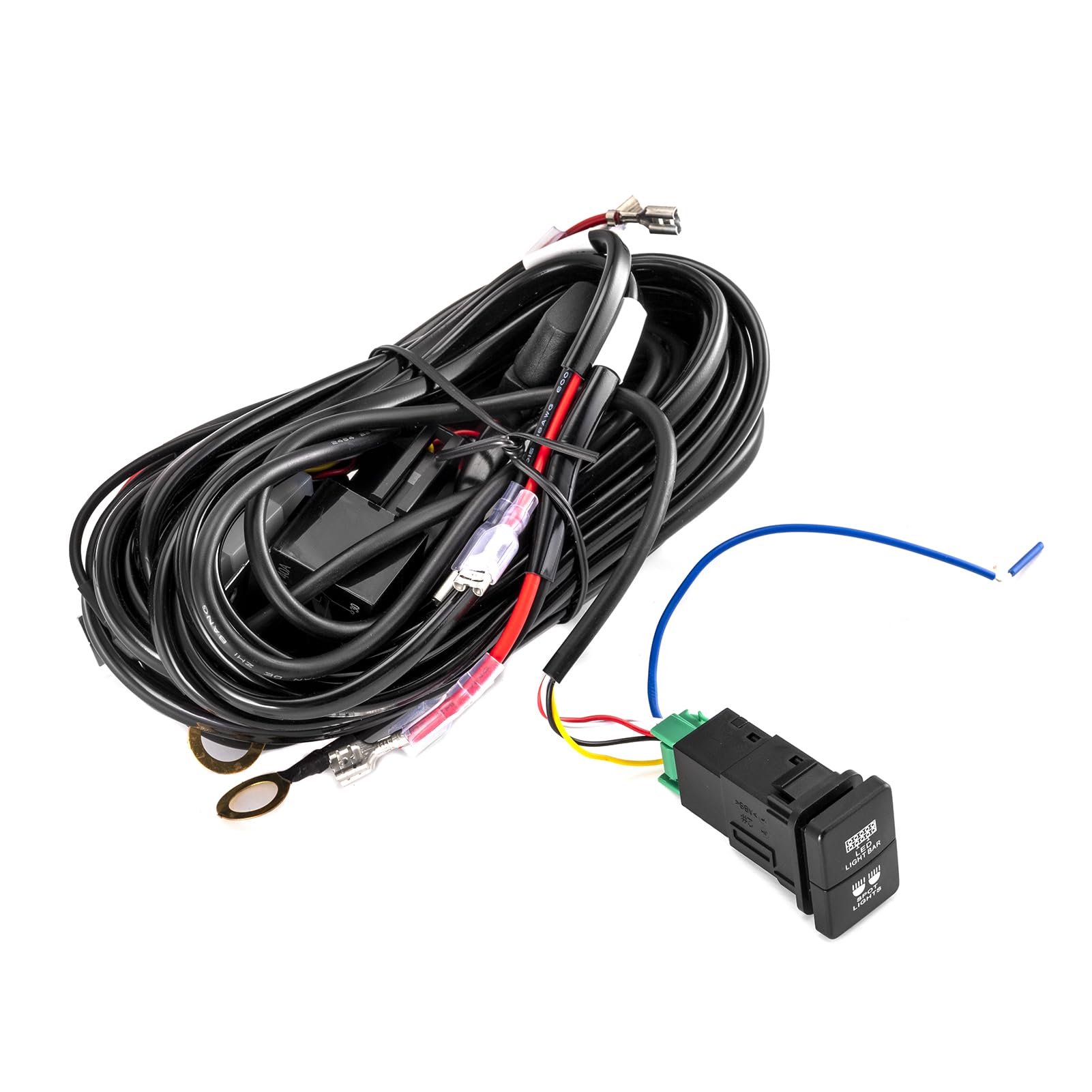 Dual Push Switch Button LED Light Bar Fog Light W/ Wire For