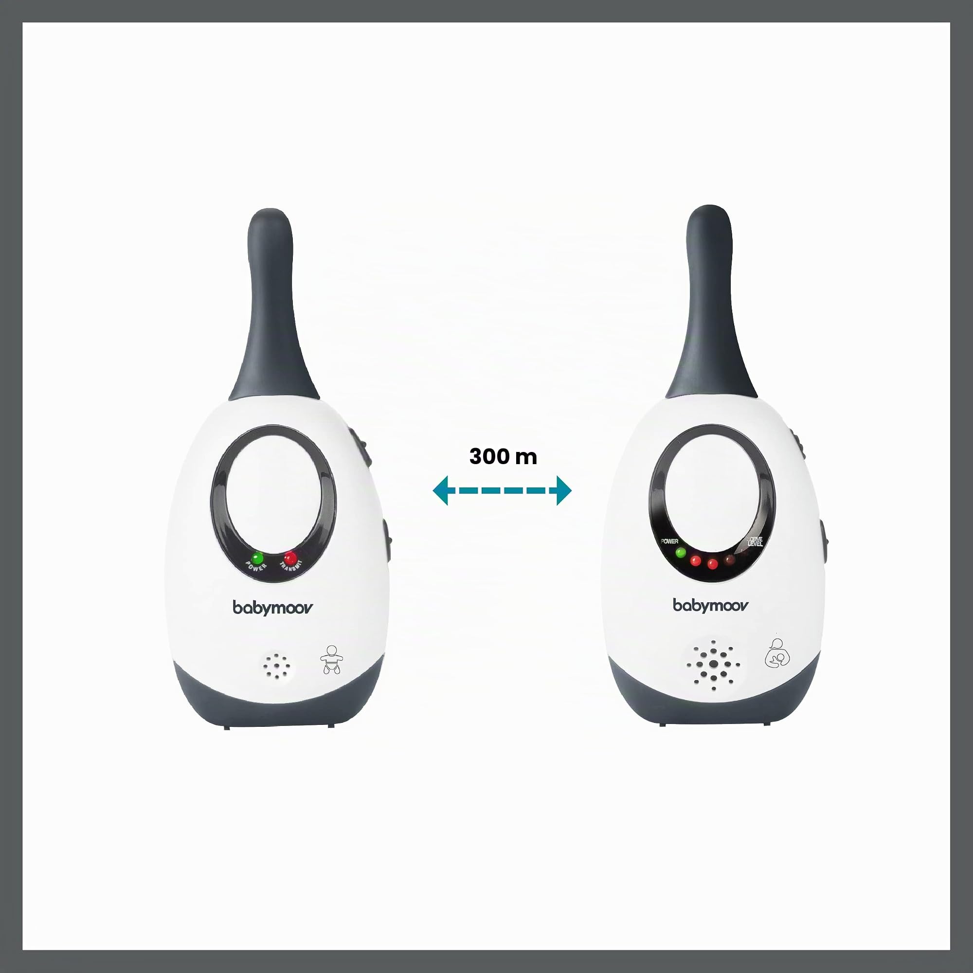 Babymoov Simply Care Babyphone Audio avec Fonction VOX, Double Alarme et 2 Adaptateurs, Portée 300m & Chauffe Biberon Tulipe Vapeur Utilisation Maison