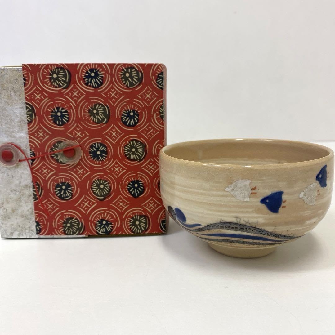 Amazon.co.jp: 和15074o 茶道具 抹茶碗 勅題茶碗 海 光硨 波に