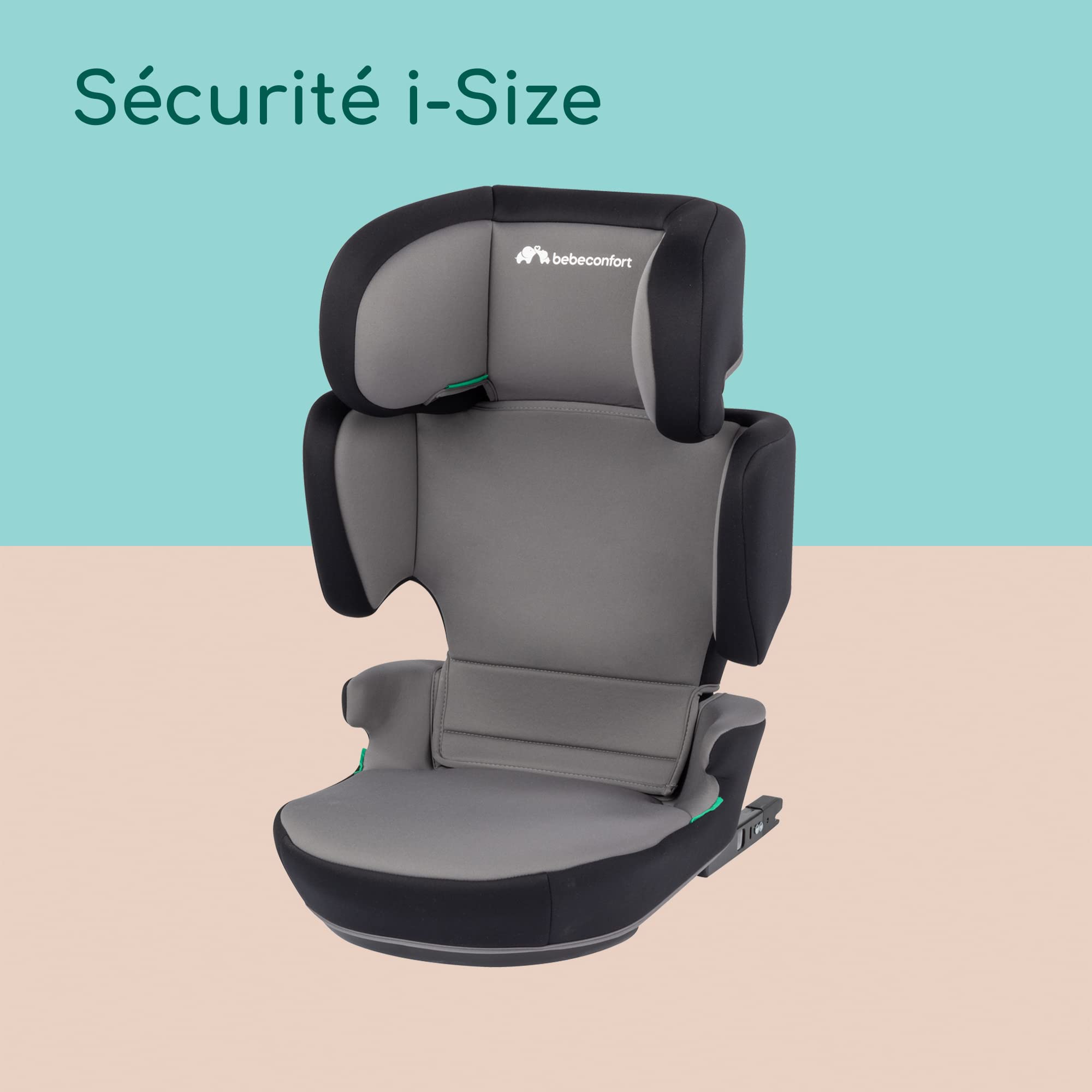 Bebeconfort RoadFix i-Size, Siège Auto Rehausseur à Dossier, 3,5-12 ans (100-150cm), Siège Auto ISOFIX, Pliable, Léger (4,4 kg), 14 Positions d'Appui-tête, Siège Rembourré, Grey Mist