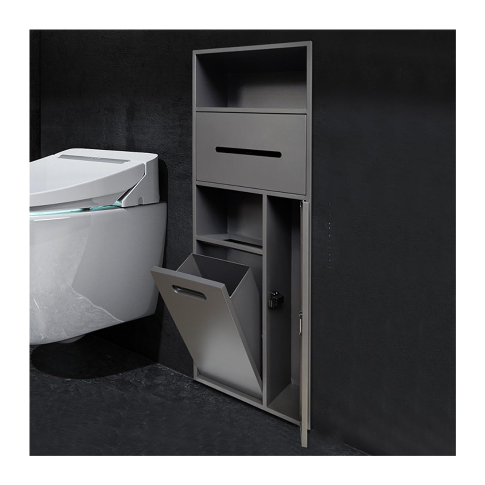 Estante de ducha impermeable de acero inoxidable, almacenamiento montado en la pared para champú, artículos de tocador y papel higiénico, organizador de alcohol gris para baño, cocina y sala de estar