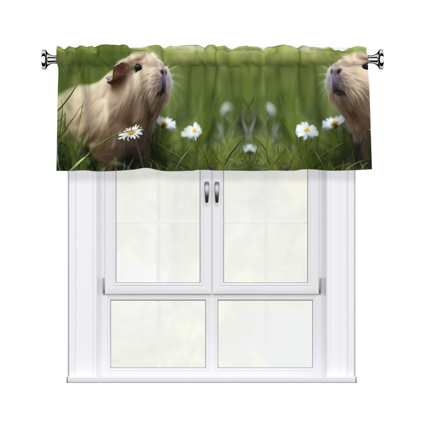 YYHHAOFA Cute Guinea Pig Prints Durable Kitchen Window Layer – 54x18 Inch 100% Polyester Valance with Precision Construction