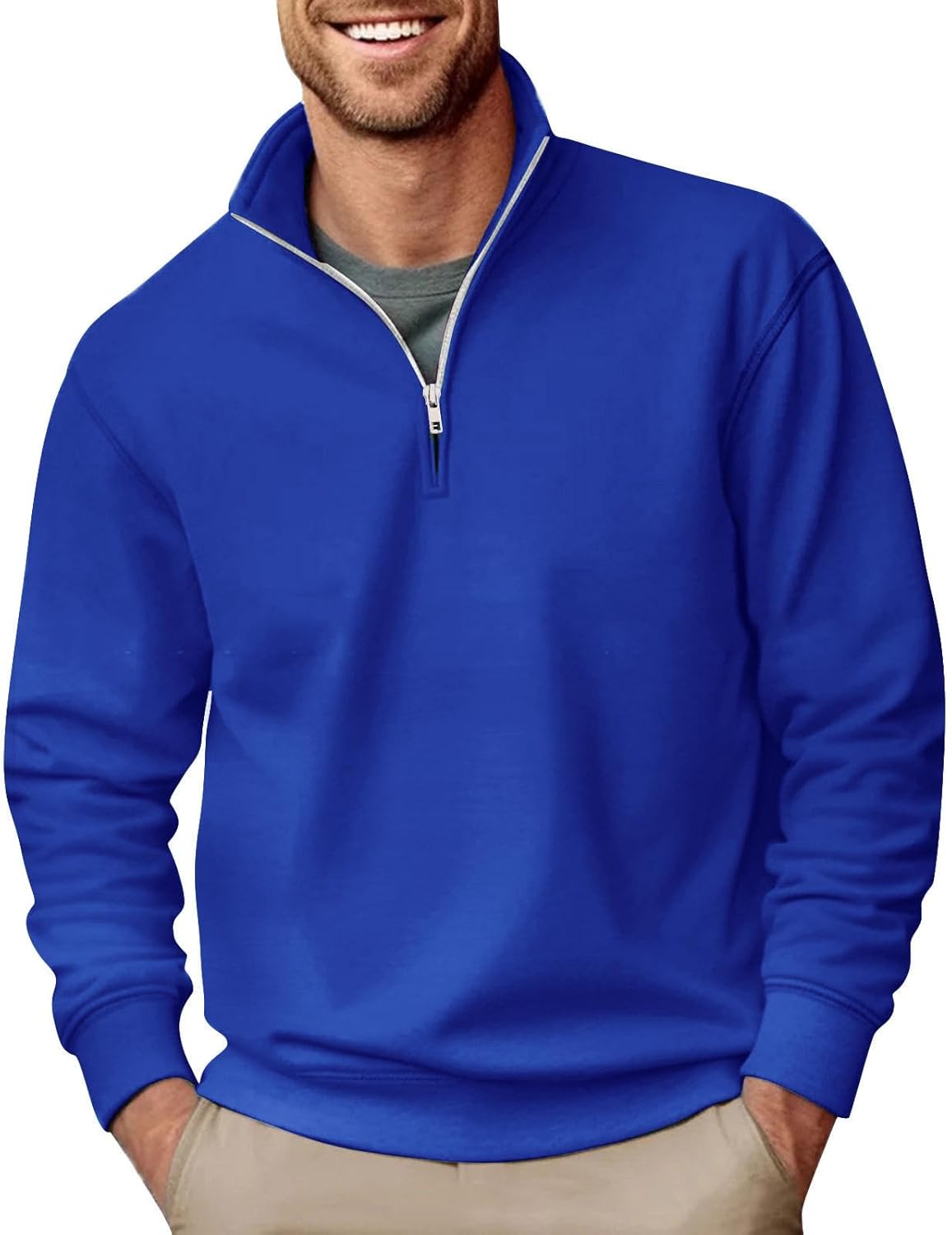 Hoefirm Herren-Pullover mit Reißverschluss, lässige Oberteile, Rollkragen, Brücke, Basic-Sweatshirts