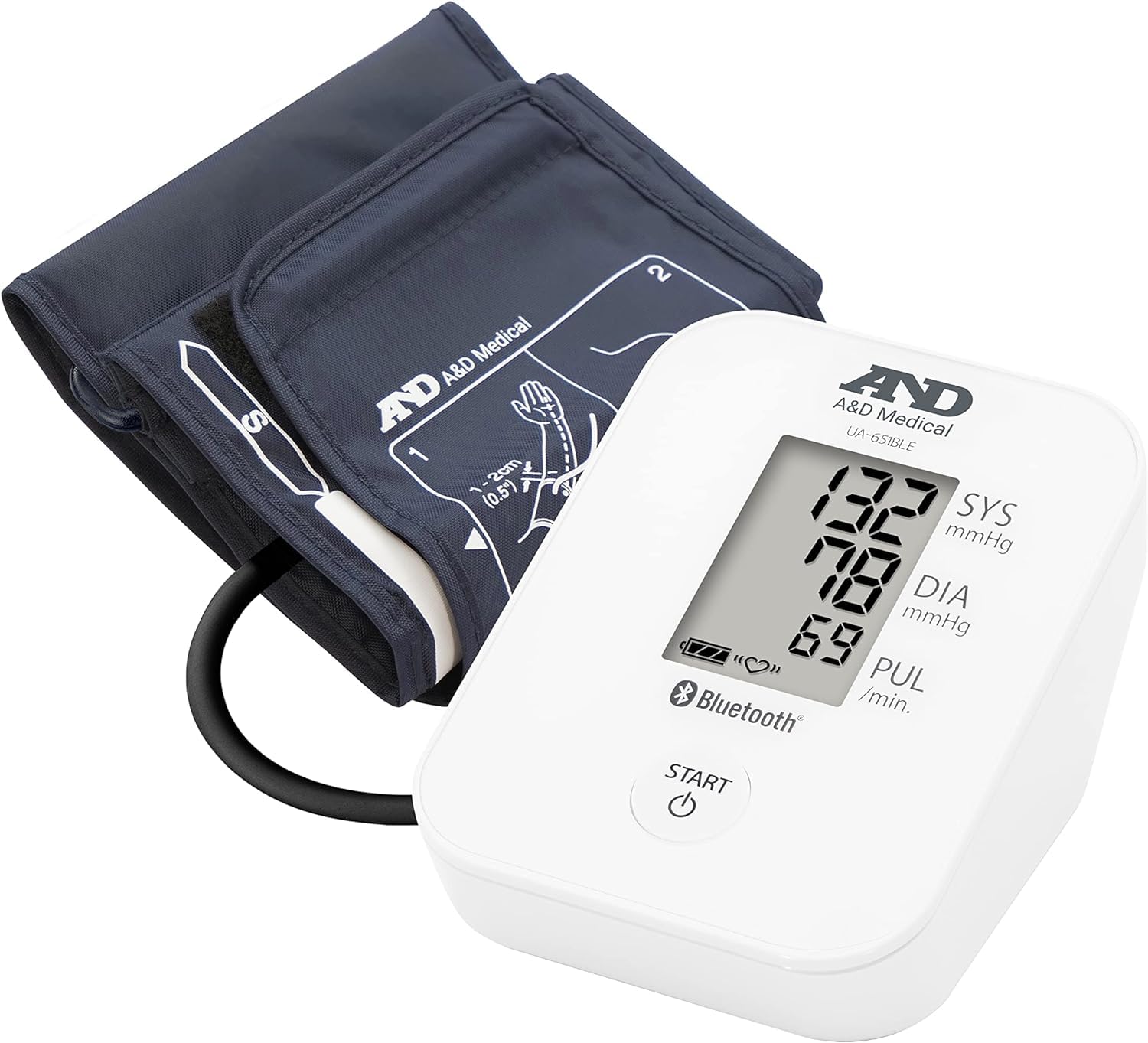 A&D Medical UA-651BLEISO Pressione sanguigna del braccio superiore con Bluetooth + A&D Medical UP-200 Pulsossimetro, Monitor dell'Ossigeno nel Sangue Approvato CE