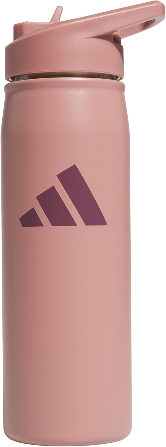 adidas Stainless Steel Metal Water Bottle 20 oz (600 mL) Straw Lid