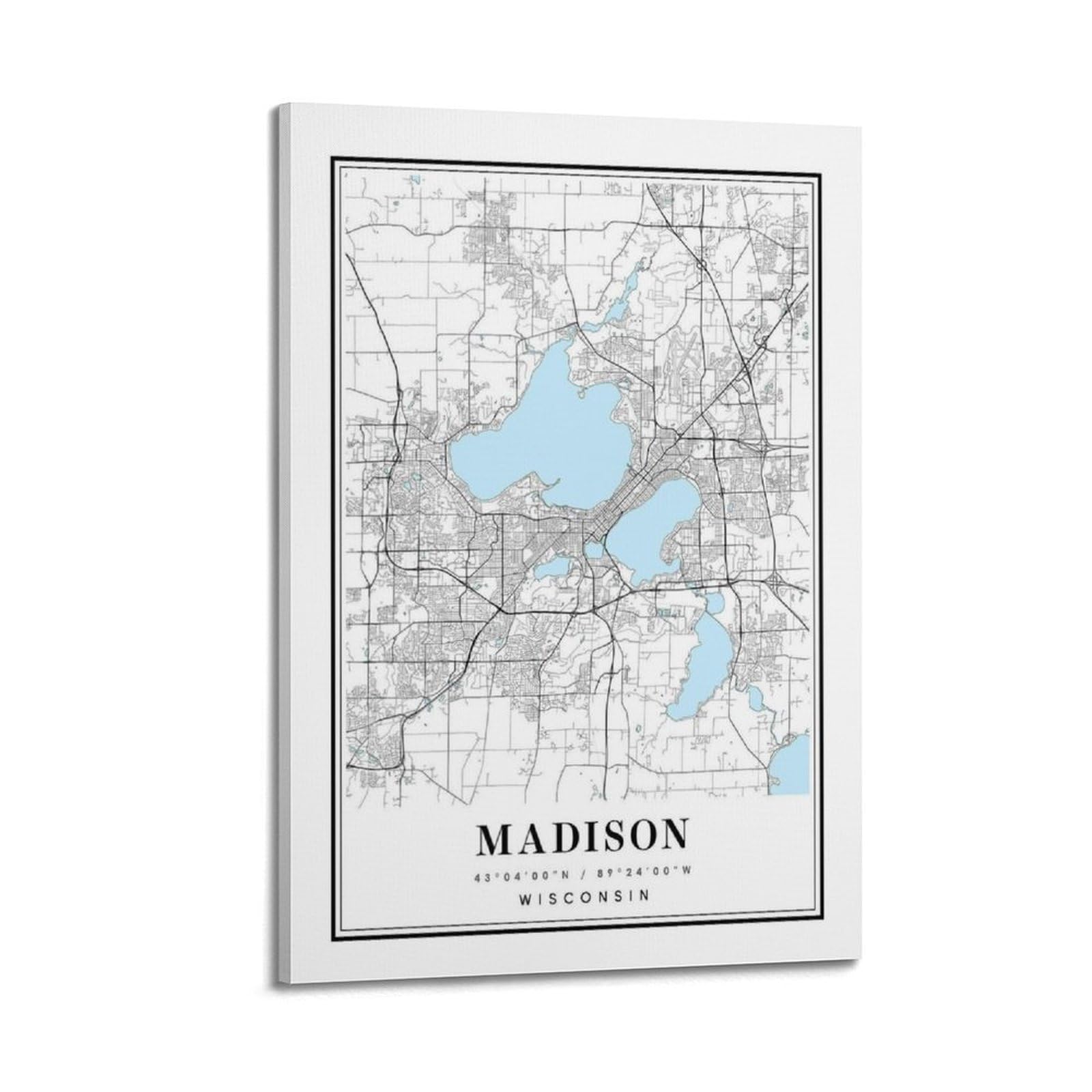 xiaoxiaoshen Madison Wisconsin Map Canvas Poster Wall Art Prints Room Aesthetic Murals Bedroom And Living Decorations 24x36inch(60x90cm)